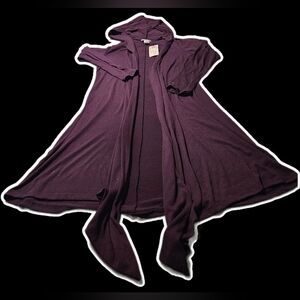Pretty Young Thing Purple Hooded Open Cardigan - XLarge